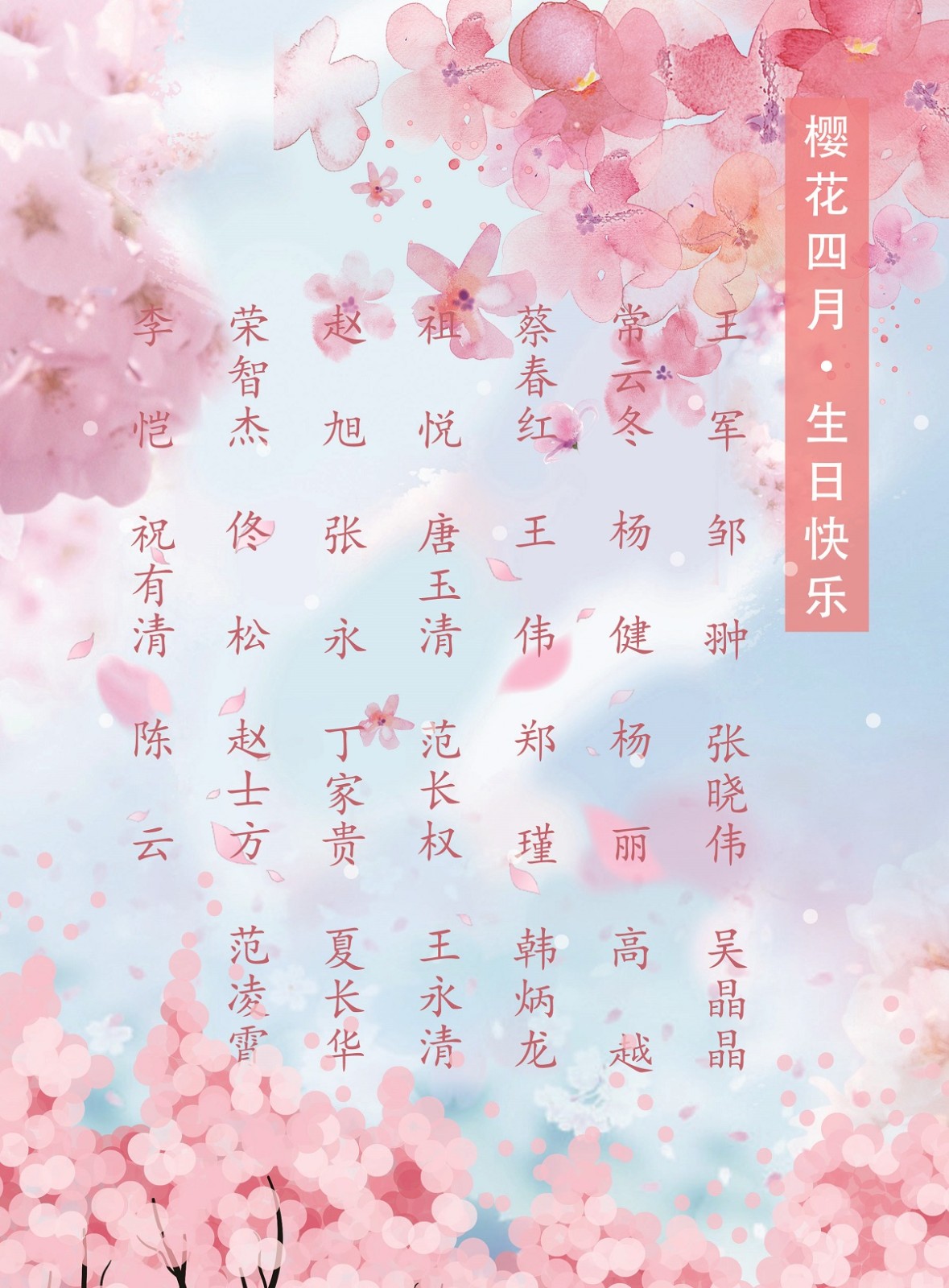 【生日祝?！抗ё?4月生日的員工生日快樂！