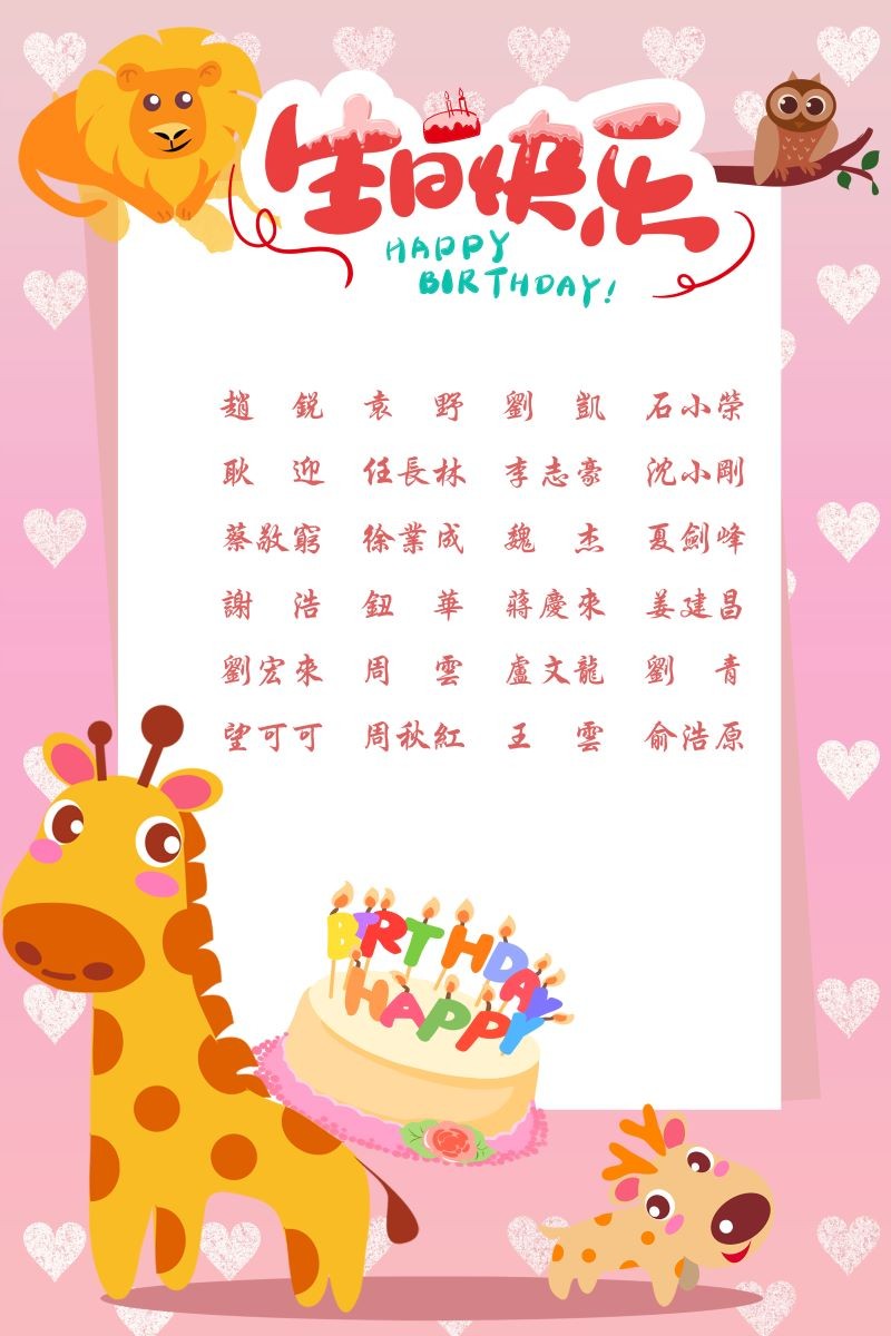 【生日祝福】恭祝08月生日的員工生日快樂！
